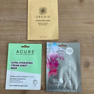 3 Clean Beauty Face Sheet Masks - Orgaid, Acure, and Whole Foods Market brands